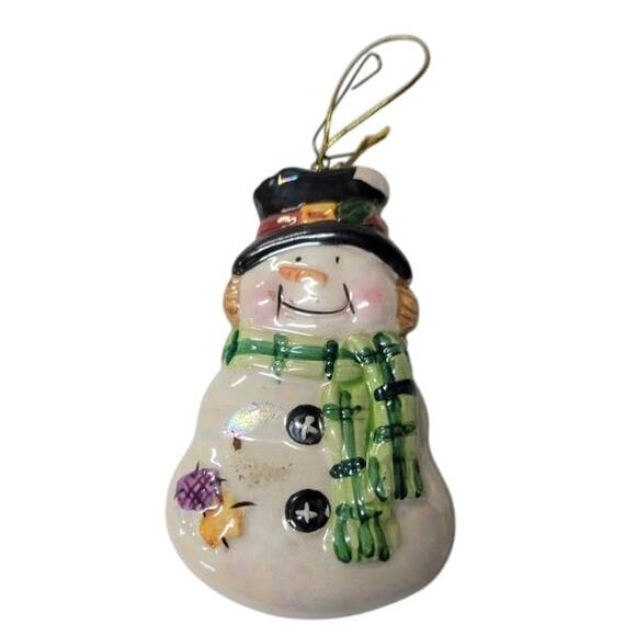 Unbranded Other - Vintage Hand Painted Luminescent Ceramic Snowman Christmas Ornament